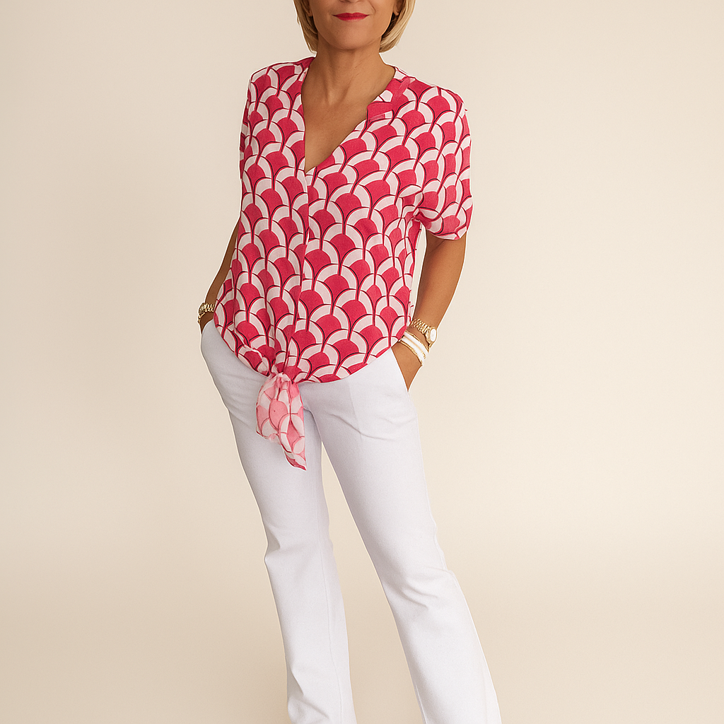 Ashley™ | Printed V-Neck Casual Top