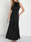 Sleeveless Long Dress With Round Neckline