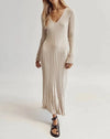 Valentina V-Neck Sleeve Knit Midi Dress
