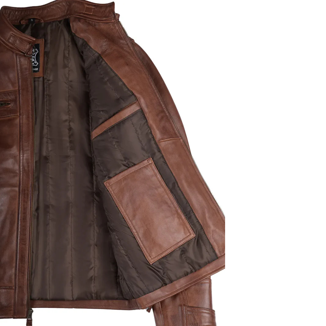 STANLEY | VESTE CAFÉ RACER EN CUIR MATELASSÉ POUR HOMME