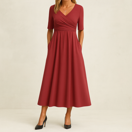 Robe Midi à Col V