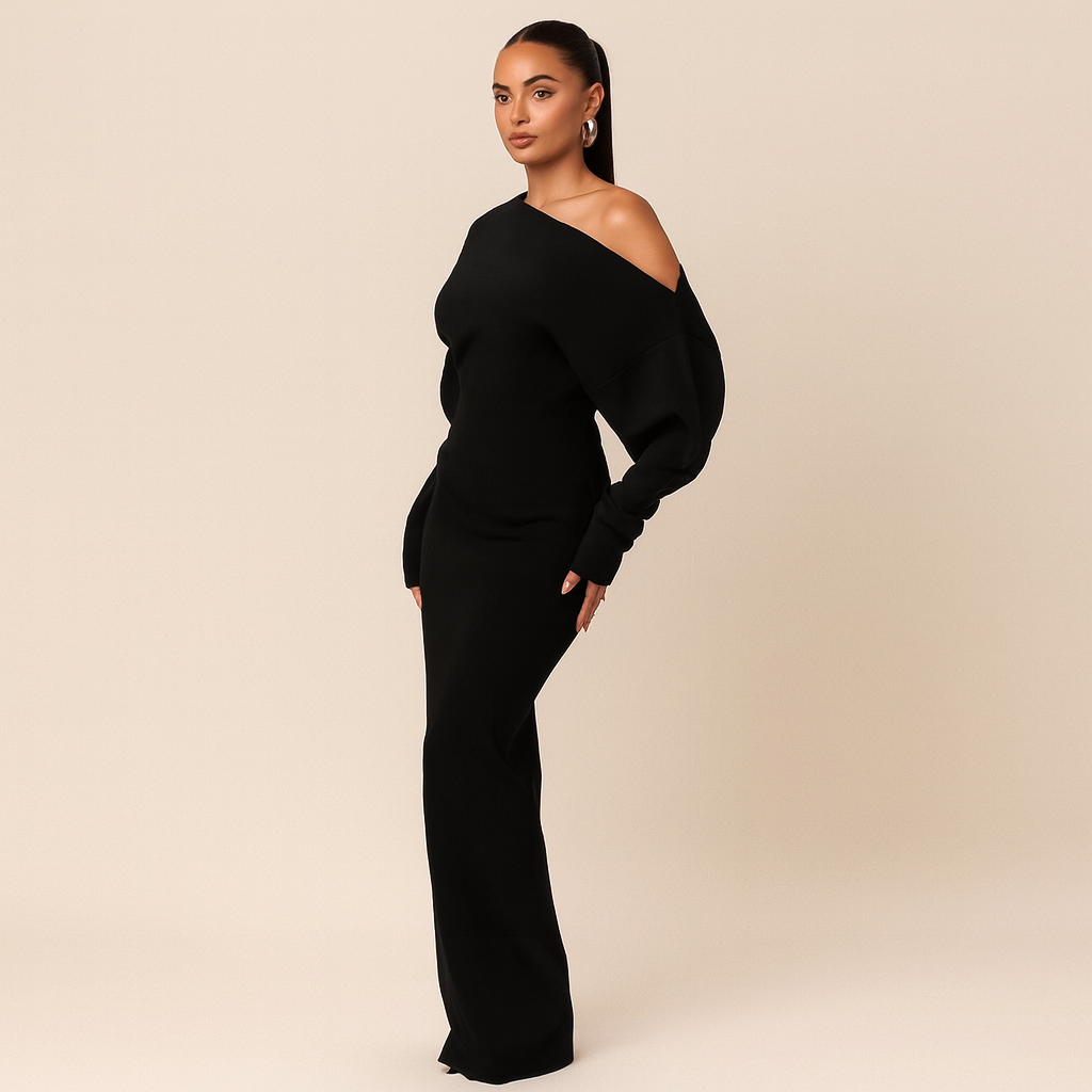 Robe Longue Élégante à Une Épaule