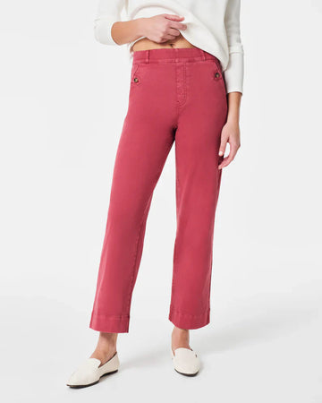 Valentina™ - Cropped twill trousers with flat stomach effect